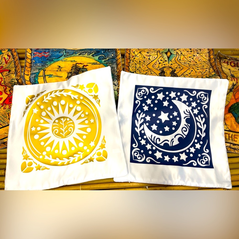 16” throw pillows set of 2 “Sun & Moon”